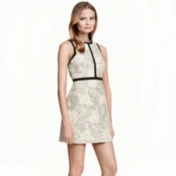 H&M Jacquard-Weave Dress, size 8, ivory/cream and black - Picture 1 of 11